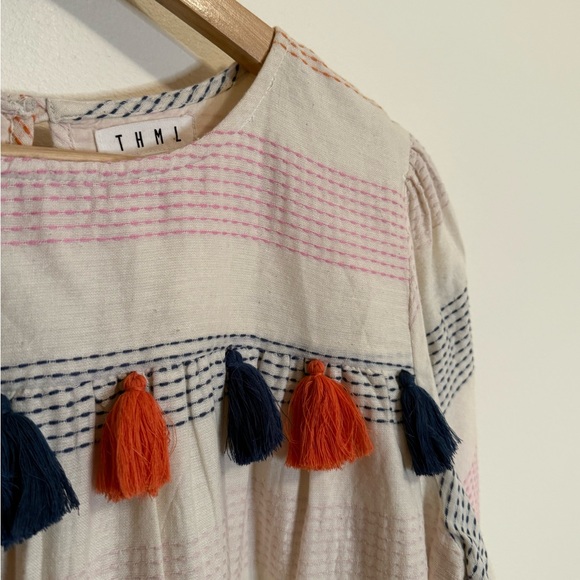 THML Cream Stripe Shift Dress With Tassels - Picture 5 of 11
